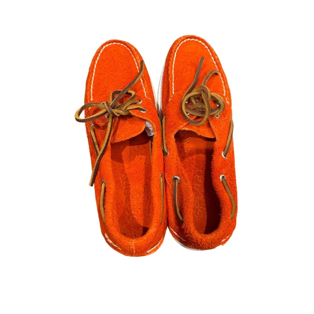 Sperry Top Sider Men's Orange Suede Leather Boat Shoes STS23938 Size‎ 7.5